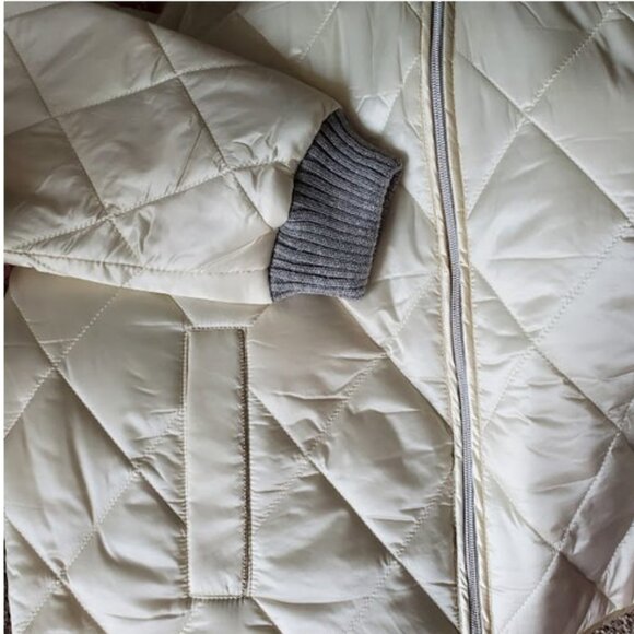 NWT Quilted Bomber Jacket Cream Satin Coat Size L Marc New York Street Style - Picture 6 of 13